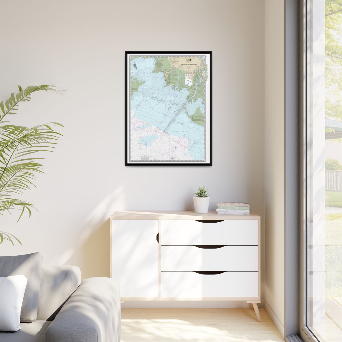 Chart 11351 Point au Fer to Marsh Island - NOAA Nautical Chart Floating Frame Canvas | 24" x 32" | 30" x 40" - Black context-1