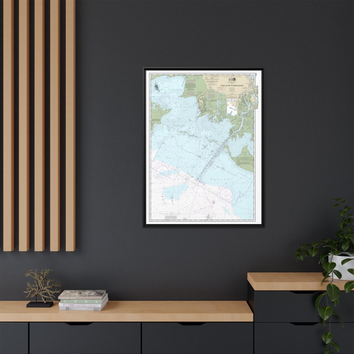 Chart 11351 Point au Fer to Marsh Island - NOAA Nautical Chart Floating Frame Canvas | 24" x 32" | 30" x 40" - Black context-2