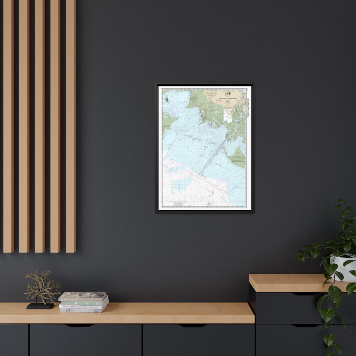 Chart 11351 Point au Fer to Marsh Island - NOAA Nautical Chart Floating Frame Canvas | 24" x 32" | 30" x 40" - Black context-2