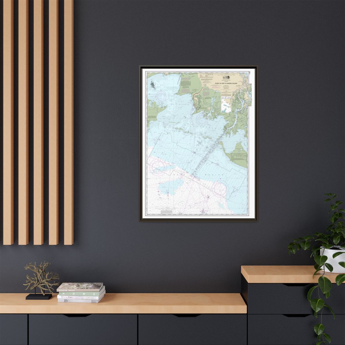Chart 11351 Point au Fer to Marsh Island - NOAA Nautical Chart Floating Frame Canvas | 24" x 32" | 30" x 40" - Espresso context-2