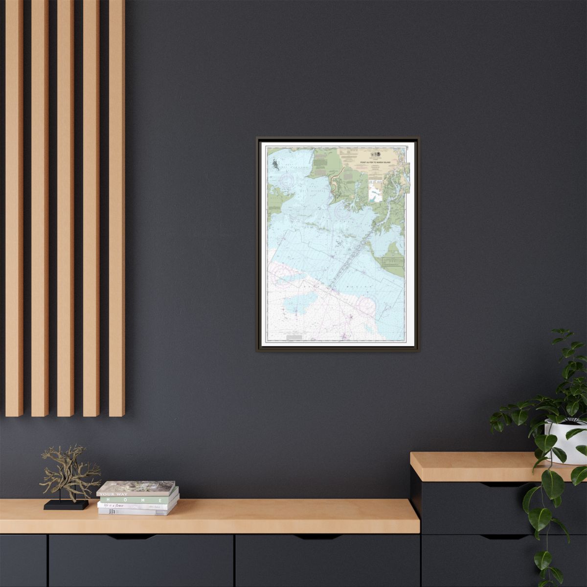 Chart 11351 Point au Fer to Marsh Island - NOAA Nautical Chart Floating Frame Canvas | 24" x 32" | 30" x 40" - Espresso context-2