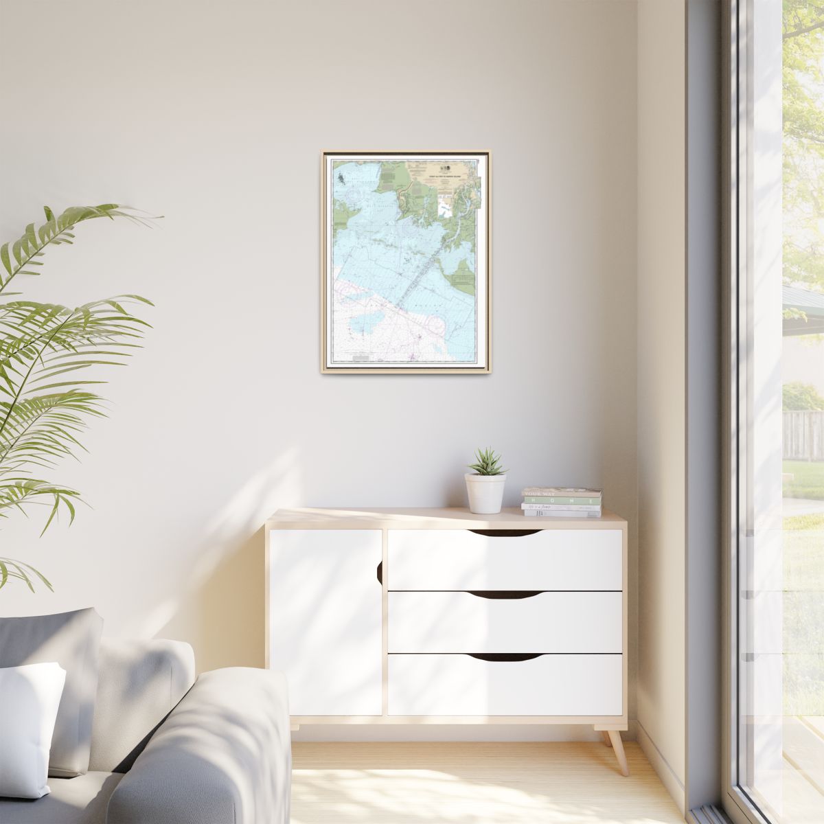 Chart 11351 Point au Fer to Marsh Island - NOAA Nautical Chart Floating Frame Canvas | 24" x 32" | 30" x 40" - Natural context-1