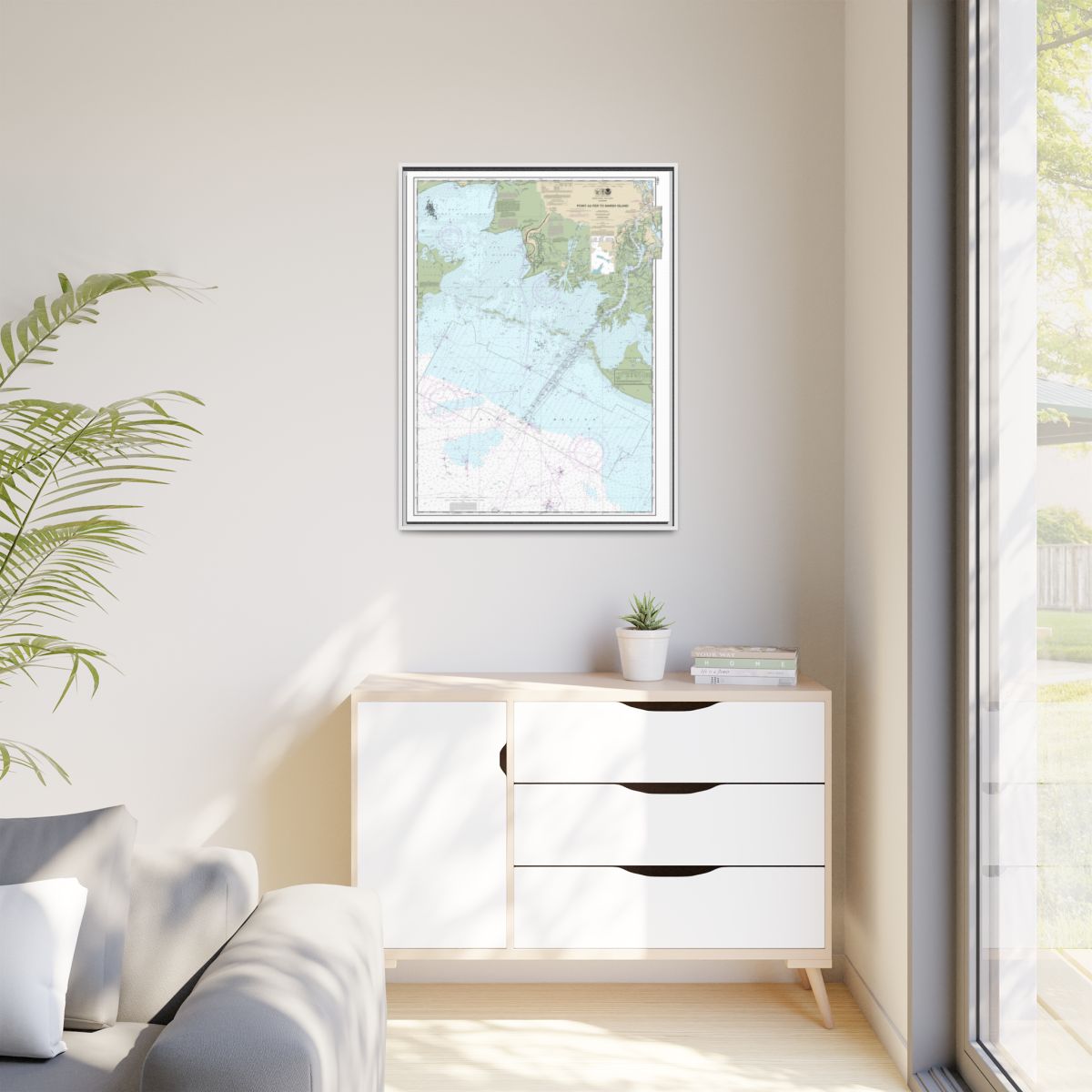 Chart 11351 Point au Fer to Marsh Island - NOAA Nautical Chart Floating Frame Canvas | 24" x 32" | 30" x 40" - White context-1