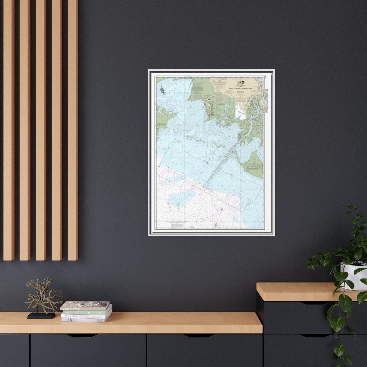 Chart 11351 Point au Fer to Marsh Island - NOAA Nautical Chart Floating Frame Canvas | 24" x 32" | 30" x 40" - White context-2