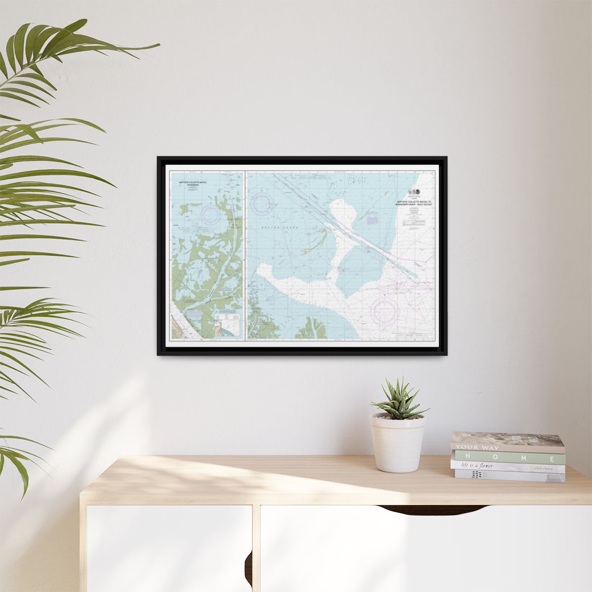 Chart 11353 Baptiste Collette Bayou to Mississippi River Gulf Outlet;Baptiste Collette Bayou Extension - NOAA Nautical Chart Floating Frame Canvas | 30" x 20" | 36" x 24" | 48" x 32" - Black context-1