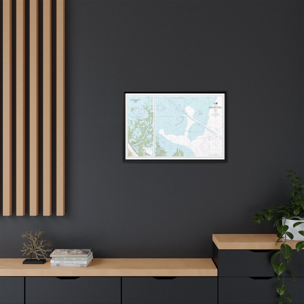 Chart 11353 Baptiste Collette Bayou to Mississippi River Gulf Outlet;Baptiste Collette Bayou Extension - NOAA Nautical Chart Floating Frame Canvas | 30" x 20" | 36" x 24" | 48" x 32" - Black context-2