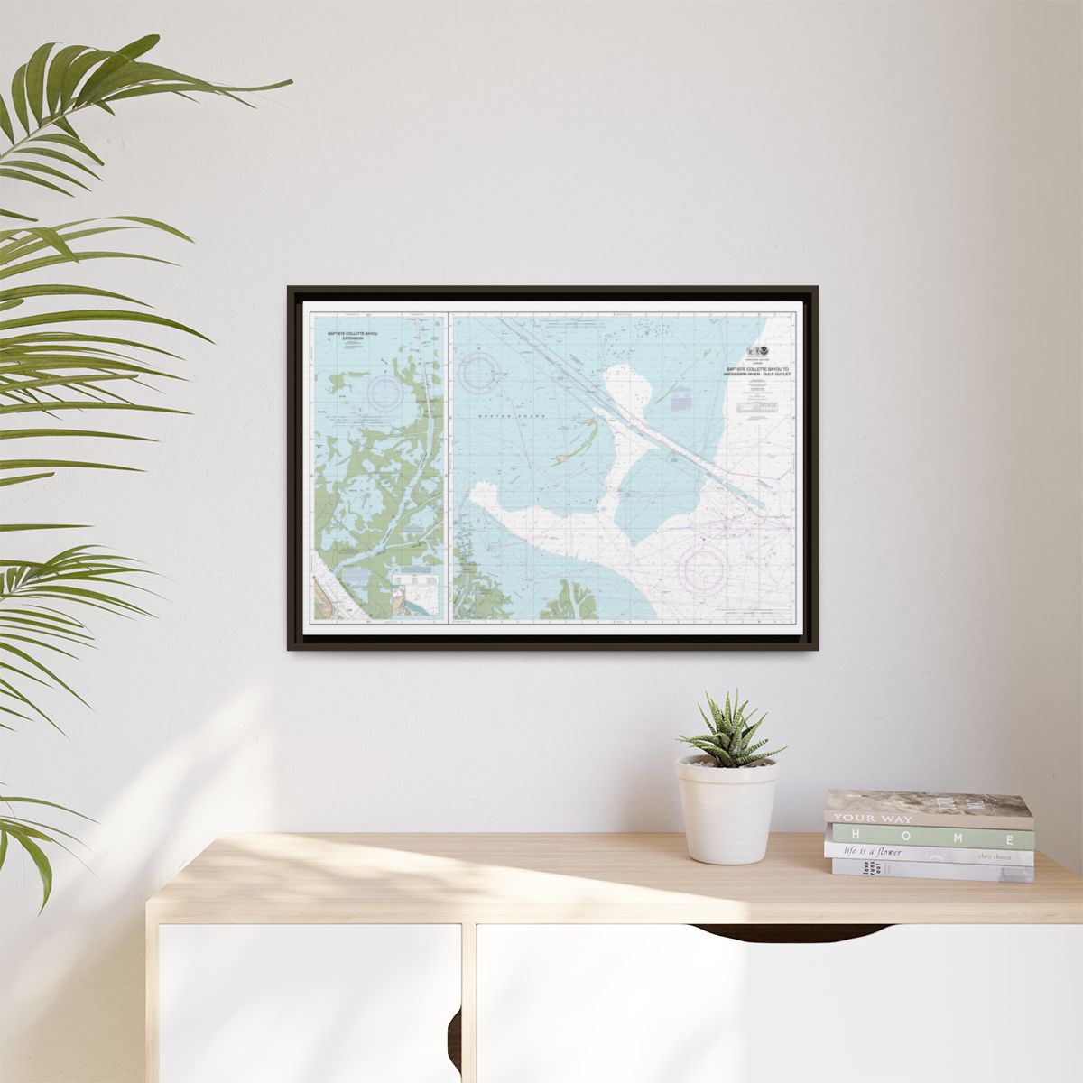 Chart 11353 Baptiste Collette Bayou to Mississippi River Gulf Outlet;Baptiste Collette Bayou Extension - NOAA Nautical Chart Floating Frame Canvas | 30" x 20" | 36" x 24" | 48" x 32" - Espresso context-1