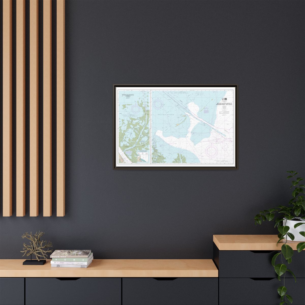 Chart 11353 Baptiste Collette Bayou to Mississippi River Gulf Outlet;Baptiste Collette Bayou Extension - NOAA Nautical Chart Floating Frame Canvas | 30" x 20" | 36" x 24" | 48" x 32" - Espresso context-2