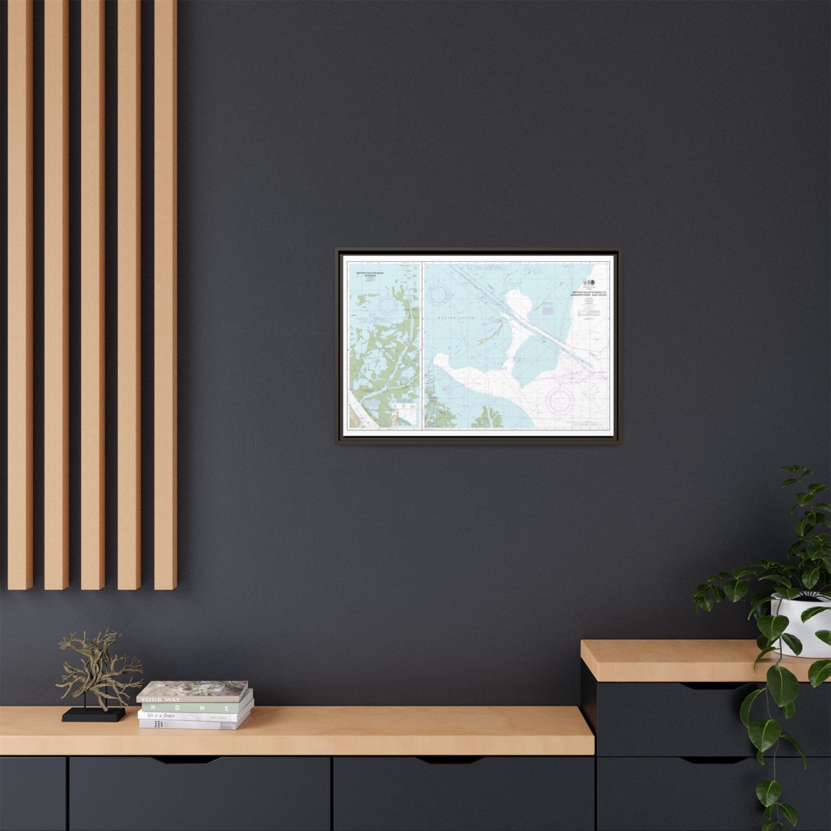 Chart 11353 Baptiste Collette Bayou to Mississippi River Gulf Outlet;Baptiste Collette Bayou Extension - NOAA Nautical Chart Floating Frame Canvas | 30" x 20" | 36" x 24" | 48" x 32" - Espresso context-2
