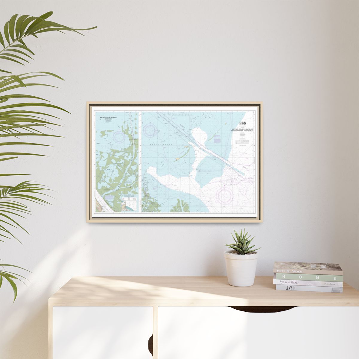 Chart 11353 Baptiste Collette Bayou to Mississippi River Gulf Outlet;Baptiste Collette Bayou Extension - NOAA Nautical Chart Floating Frame Canvas | 30" x 20" | 36" x 24" | 48" x 32" - Natural context-1