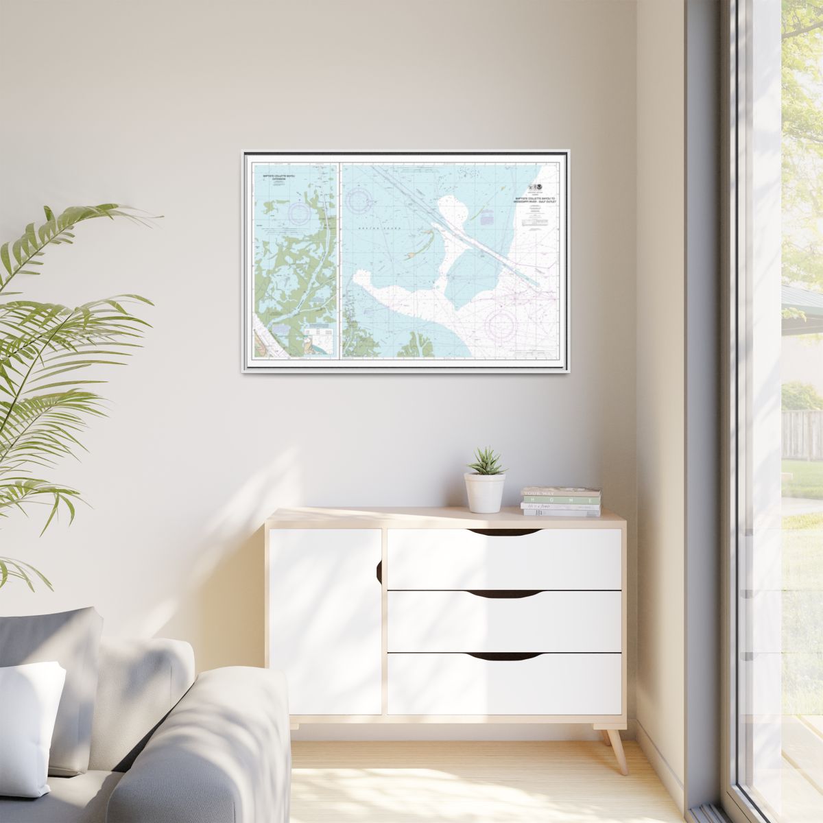 Chart 11353 Baptiste Collette Bayou to Mississippi River Gulf Outlet;Baptiste Collette Bayou Extension - NOAA Nautical Chart Floating Frame Canvas | 30" x 20" | 36" x 24" | 48" x 32" - White context-1