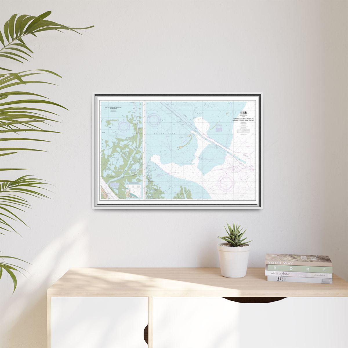 Chart 11353 Baptiste Collette Bayou to Mississippi River Gulf Outlet;Baptiste Collette Bayou Extension - NOAA Nautical Chart Floating Frame Canvas | 30" x 20" | 36" x 24" | 48" x 32" - White context-1
