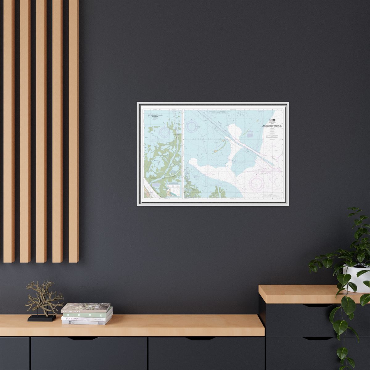 Chart 11353 Baptiste Collette Bayou to Mississippi River Gulf Outlet;Baptiste Collette Bayou Extension - NOAA Nautical Chart Floating Frame Canvas | 30" x 20" | 36" x 24" | 48" x 32" - White context-2