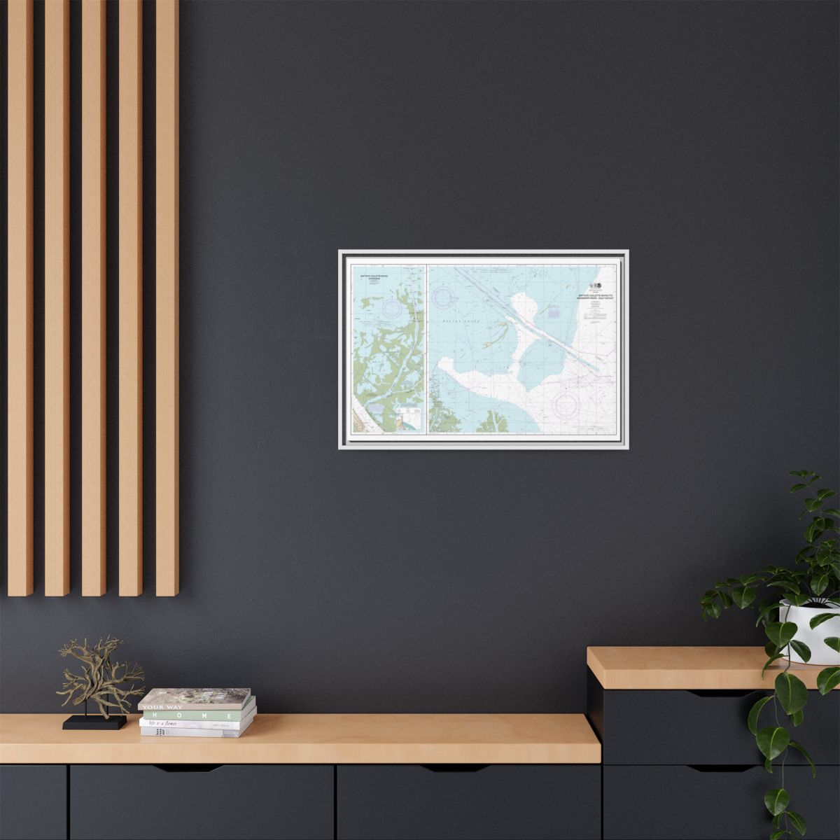 Chart 11353 Baptiste Collette Bayou to Mississippi River Gulf Outlet;Baptiste Collette Bayou Extension - NOAA Nautical Chart Floating Frame Canvas | 30" x 20" | 36" x 24" | 48" x 32" - White context-2