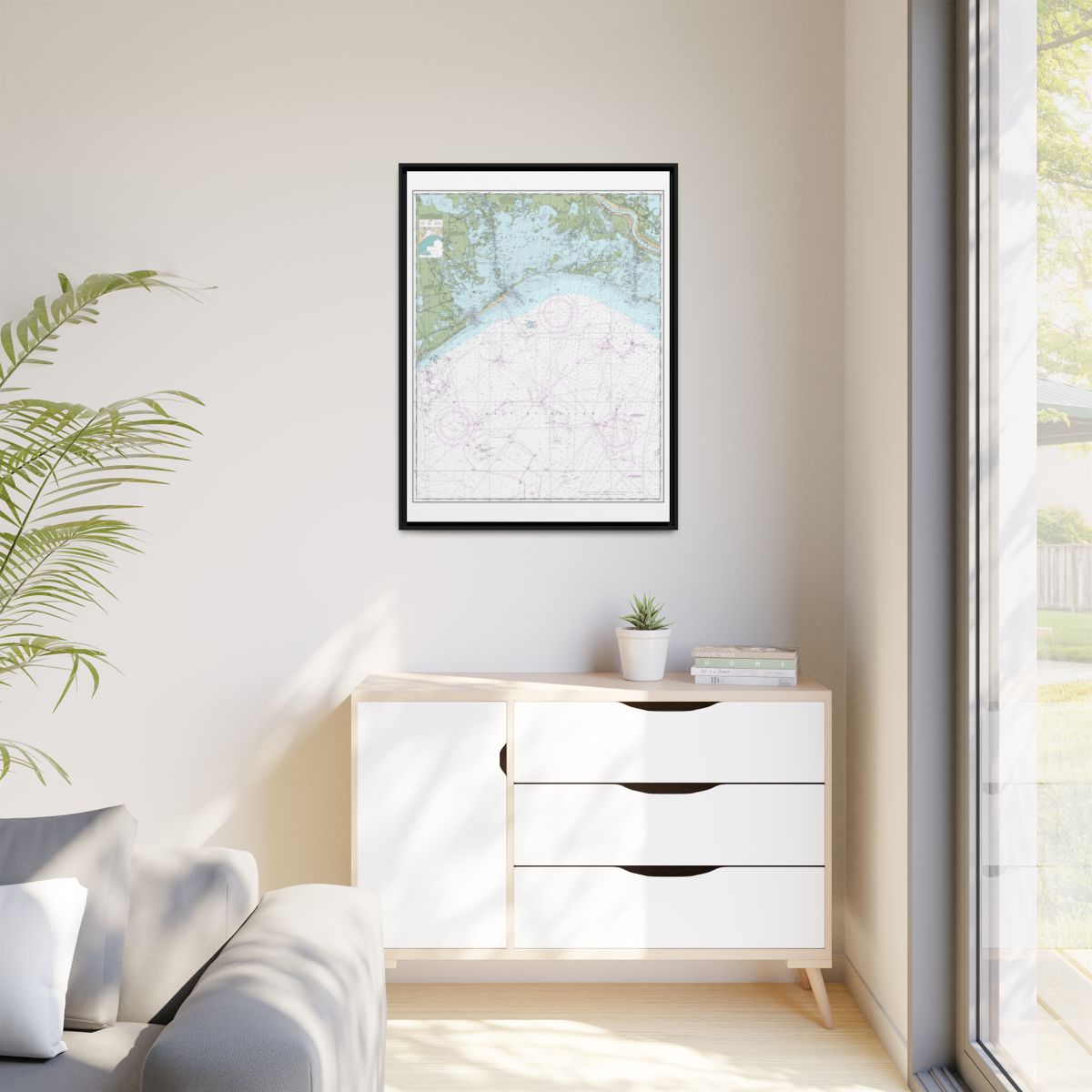 Chart 11358 Barataria Bay and approaches - NOAA Nautical Chart Floating Frame Canvas | 24" x 32" | 30" x 40" - Black context-1