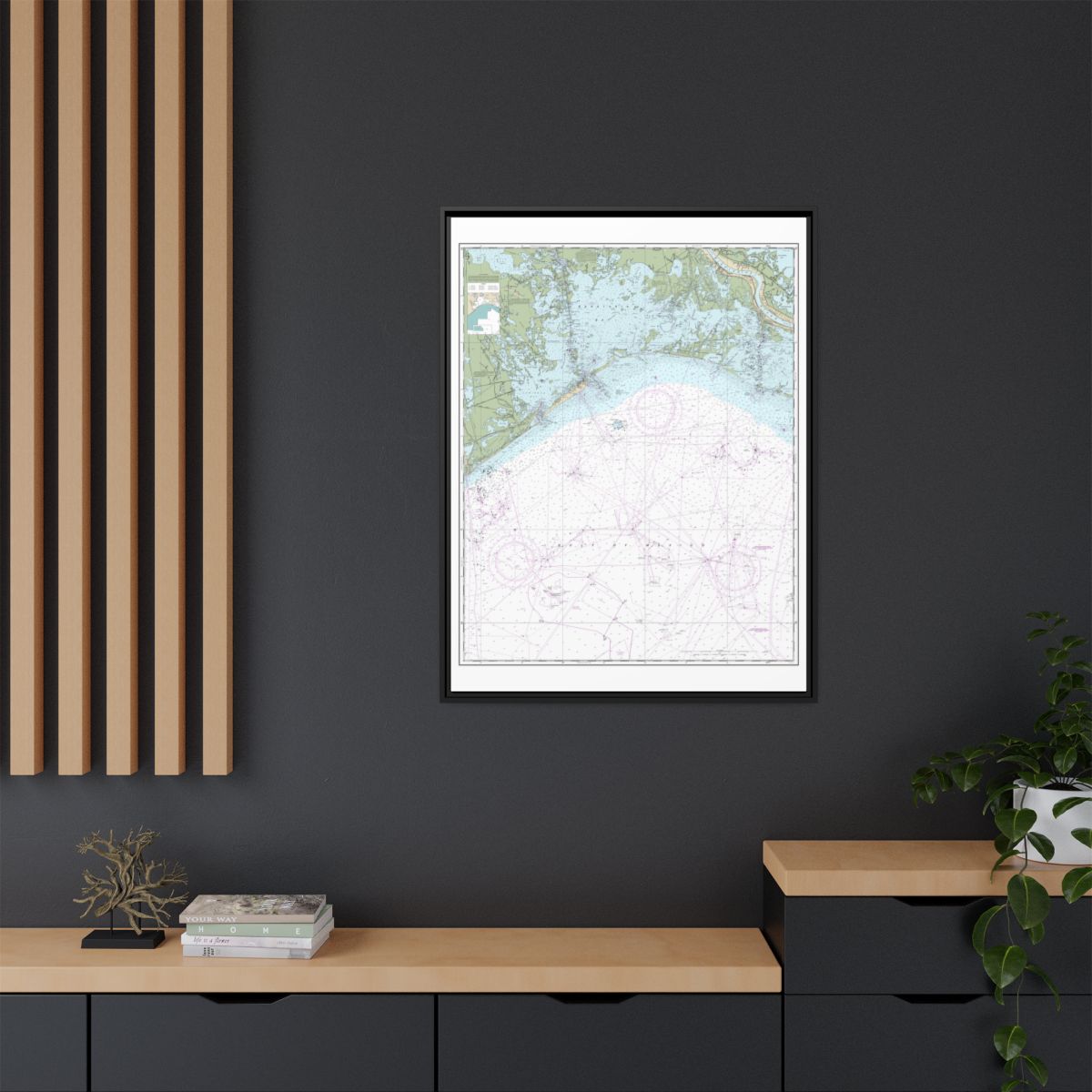Chart 11358 Barataria Bay and approaches - NOAA Nautical Chart Floating Frame Canvas | 24" x 32" | 30" x 40" - Black context-2