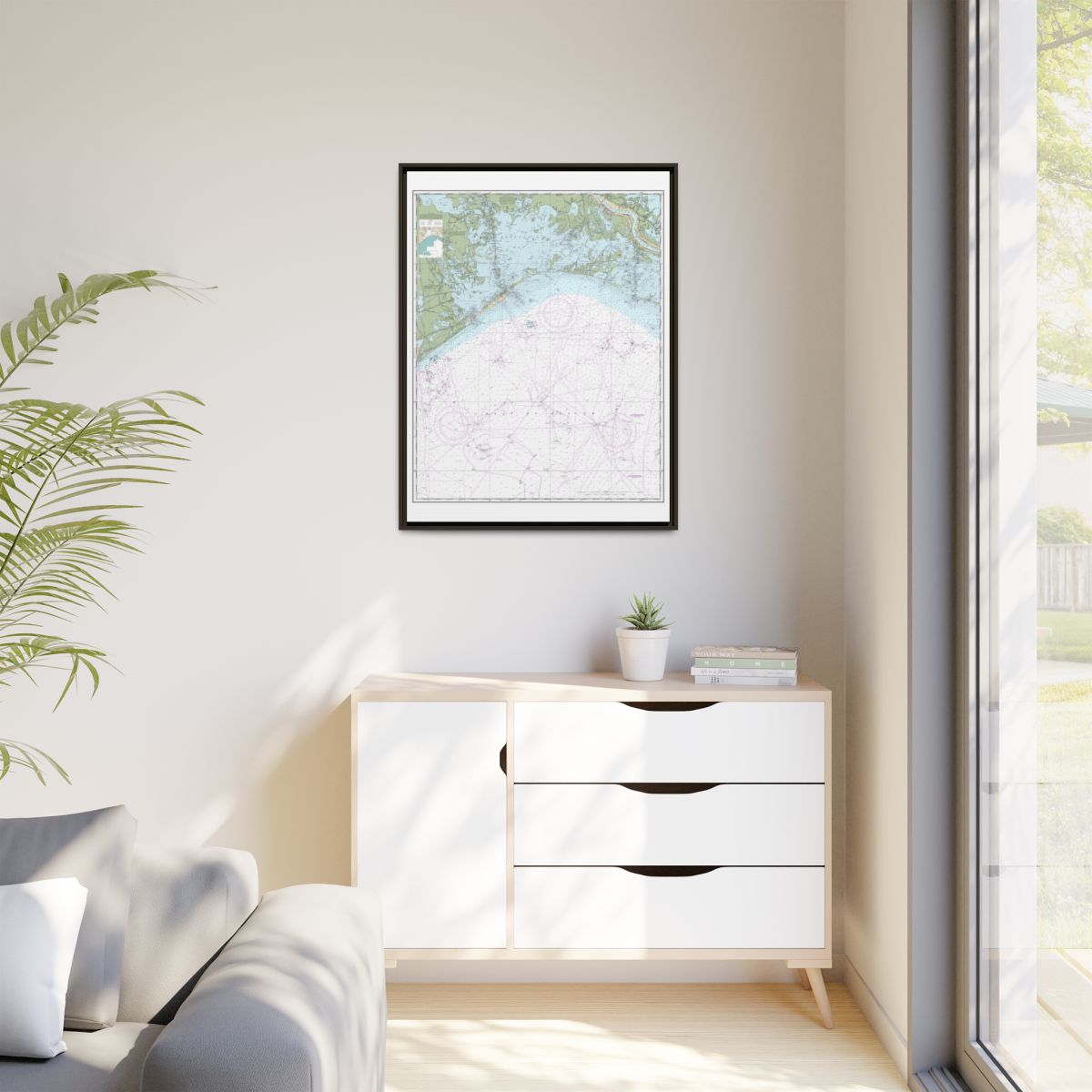 Chart 11358 Barataria Bay and approaches - NOAA Nautical Chart Floating Frame Canvas | 24" x 32" | 30" x 40" - Espresso context-1