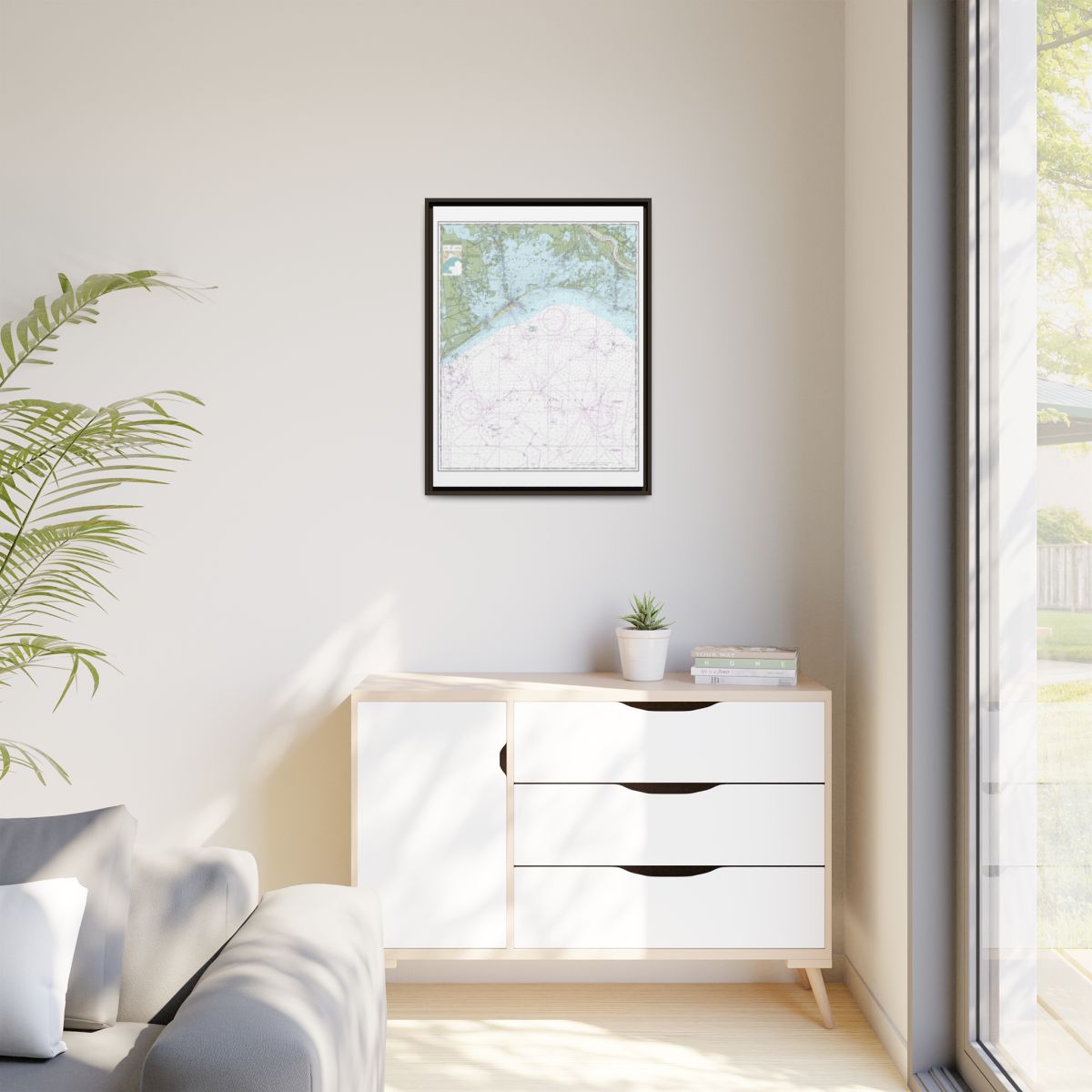 Chart 11358 Barataria Bay and approaches - NOAA Nautical Chart Floating Frame Canvas | 24" x 32" | 30" x 40" - Espresso context-1