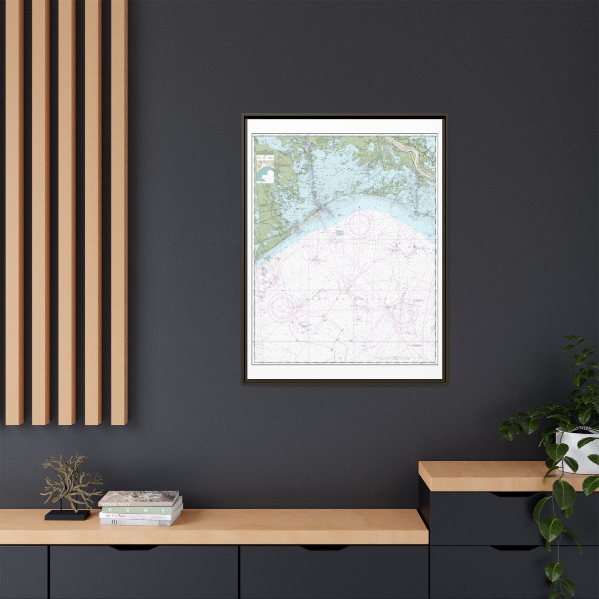 Chart 11358 Barataria Bay and approaches - NOAA Nautical Chart Floating Frame Canvas | 24" x 32" | 30" x 40" - Espresso context-2