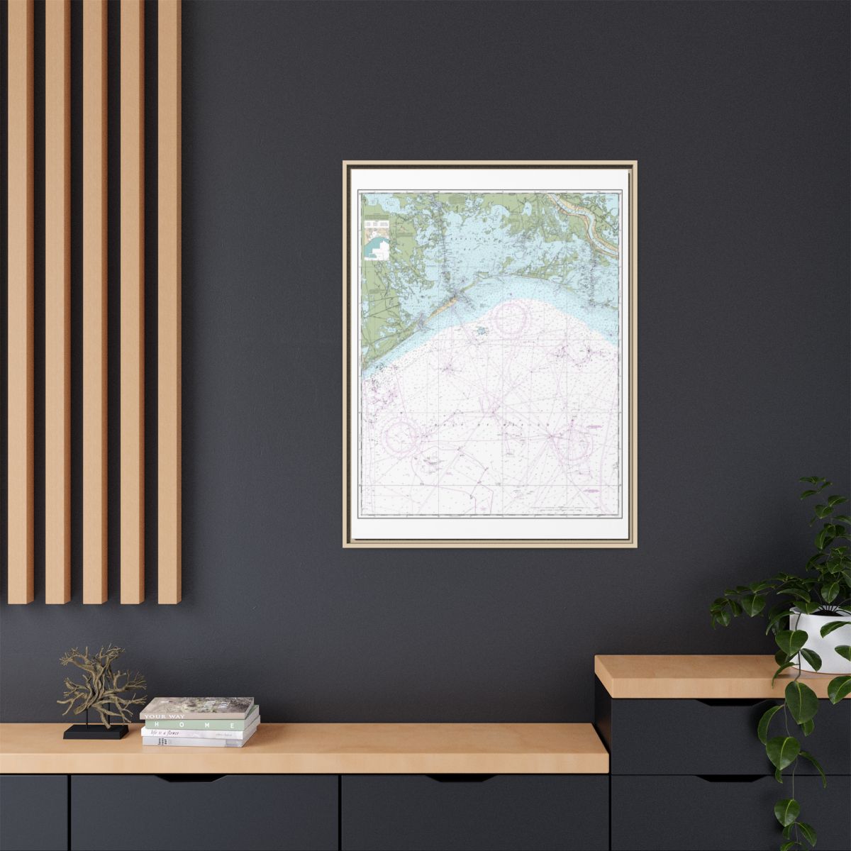 Chart 11358 Barataria Bay and approaches - NOAA Nautical Chart Floating Frame Canvas | 24" x 32" | 30" x 40" - Natural context-2
