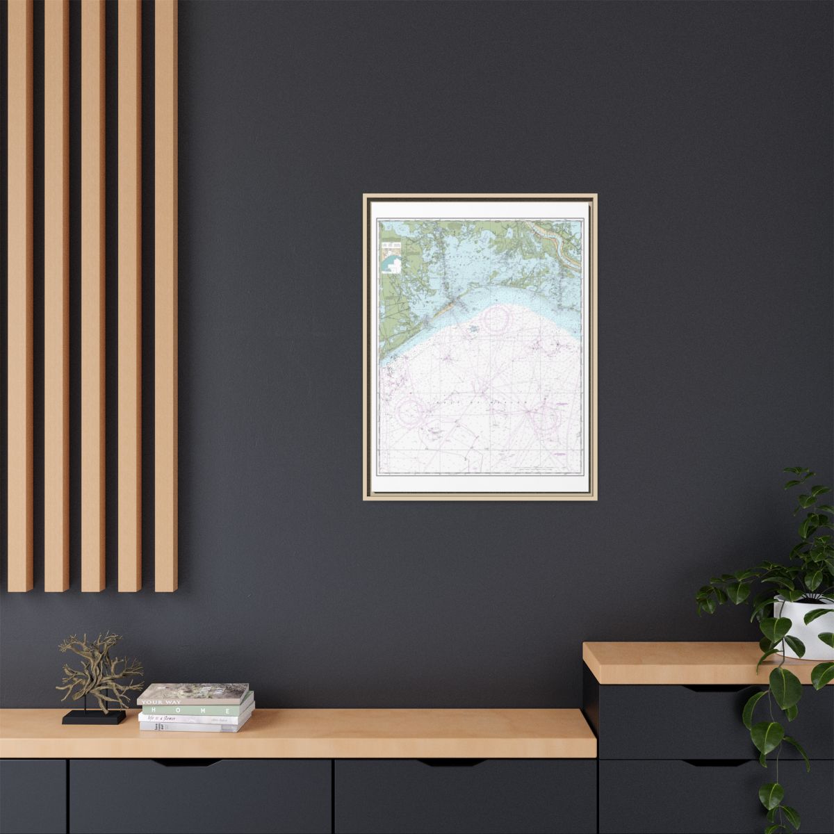 Chart 11358 Barataria Bay and approaches - NOAA Nautical Chart Floating Frame Canvas | 24" x 32" | 30" x 40" - Natural context-2