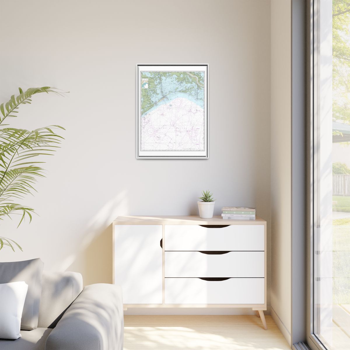 Chart 11358 Barataria Bay and approaches - NOAA Nautical Chart Floating Frame Canvas | 24" x 32" | 30" x 40" - White context-1