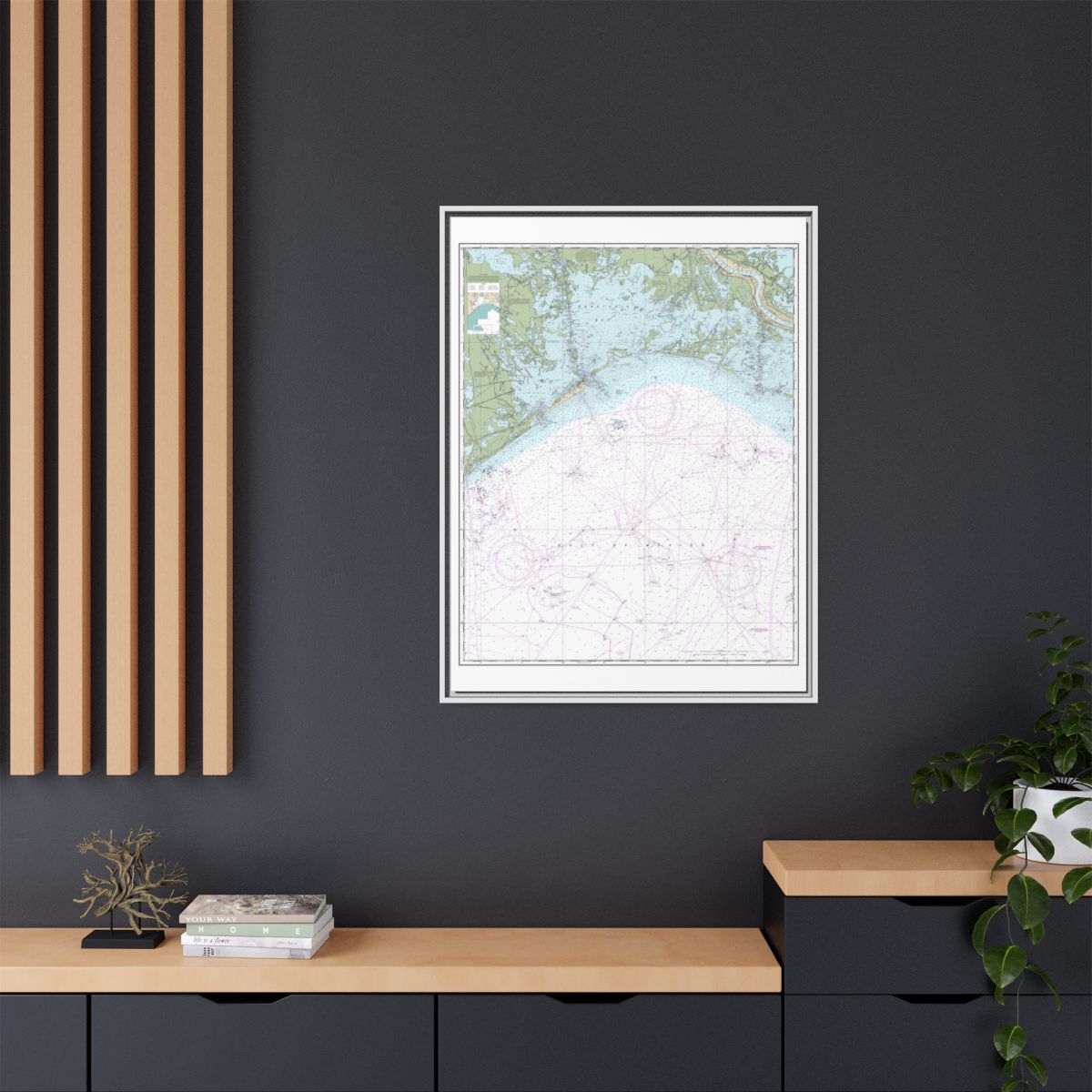 Chart 11358 Barataria Bay and approaches - NOAA Nautical Chart Floating Frame Canvas | 24" x 32" | 30" x 40" - White context-2