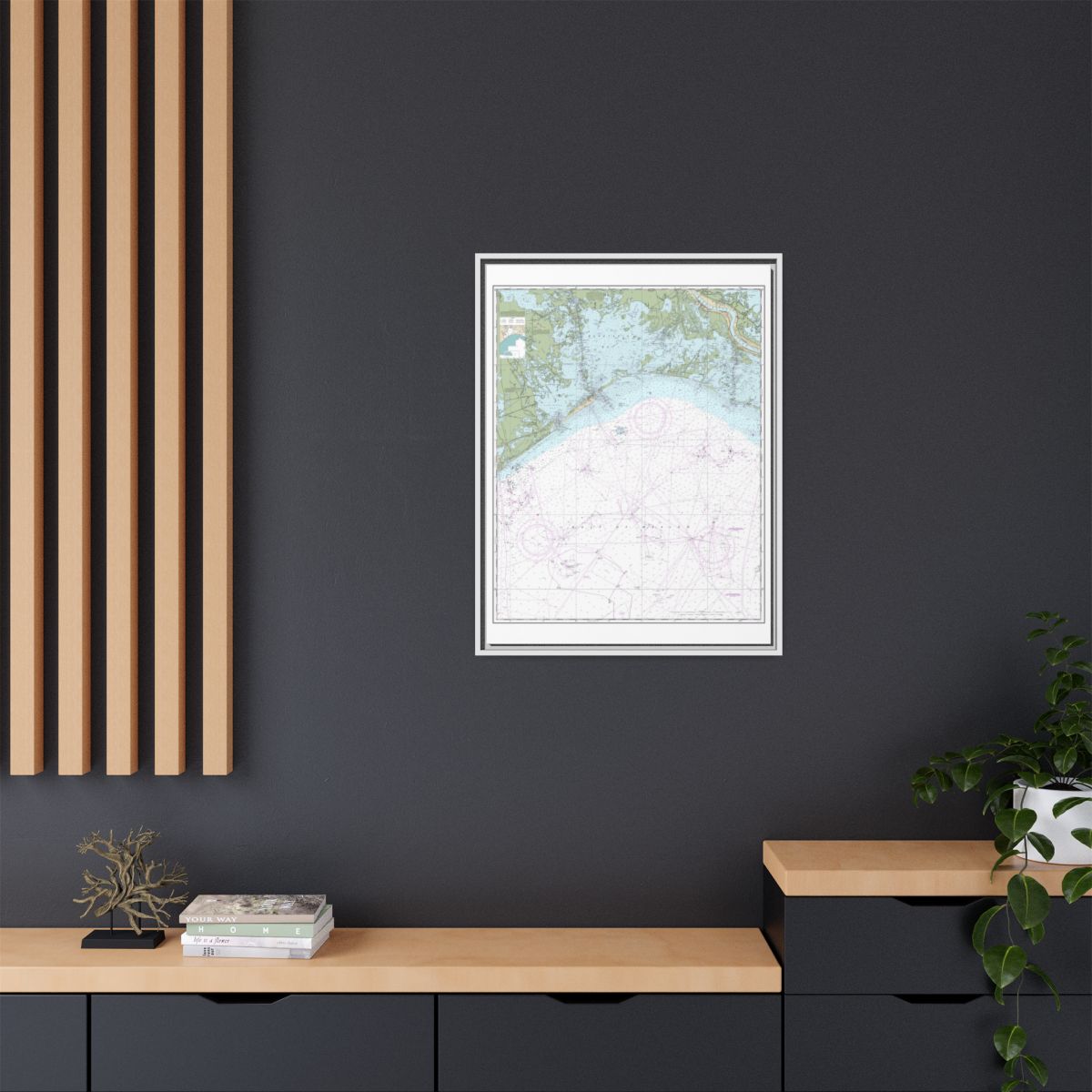 Chart 11358 Barataria Bay and approaches - NOAA Nautical Chart Floating Frame Canvas | 24" x 32" | 30" x 40" - White context-2