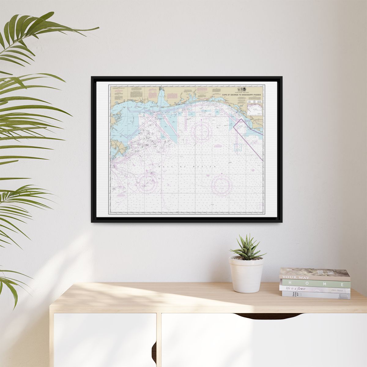 Chart 11360 Cape St. George to Mississippi Passes - NOAA Nautical Chart Floating Frame Canvas | 32" x 24" | 40" x 30" - Black context-1