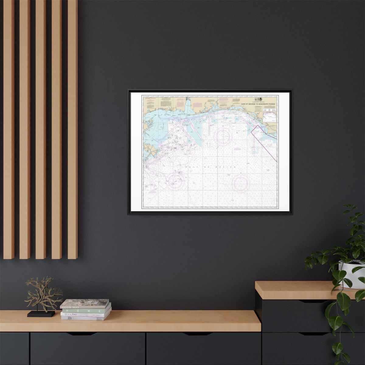 Chart 11360 Cape St. George to Mississippi Passes - NOAA Nautical Chart Floating Frame Canvas | 32" x 24" | 40" x 30" - Black context-2