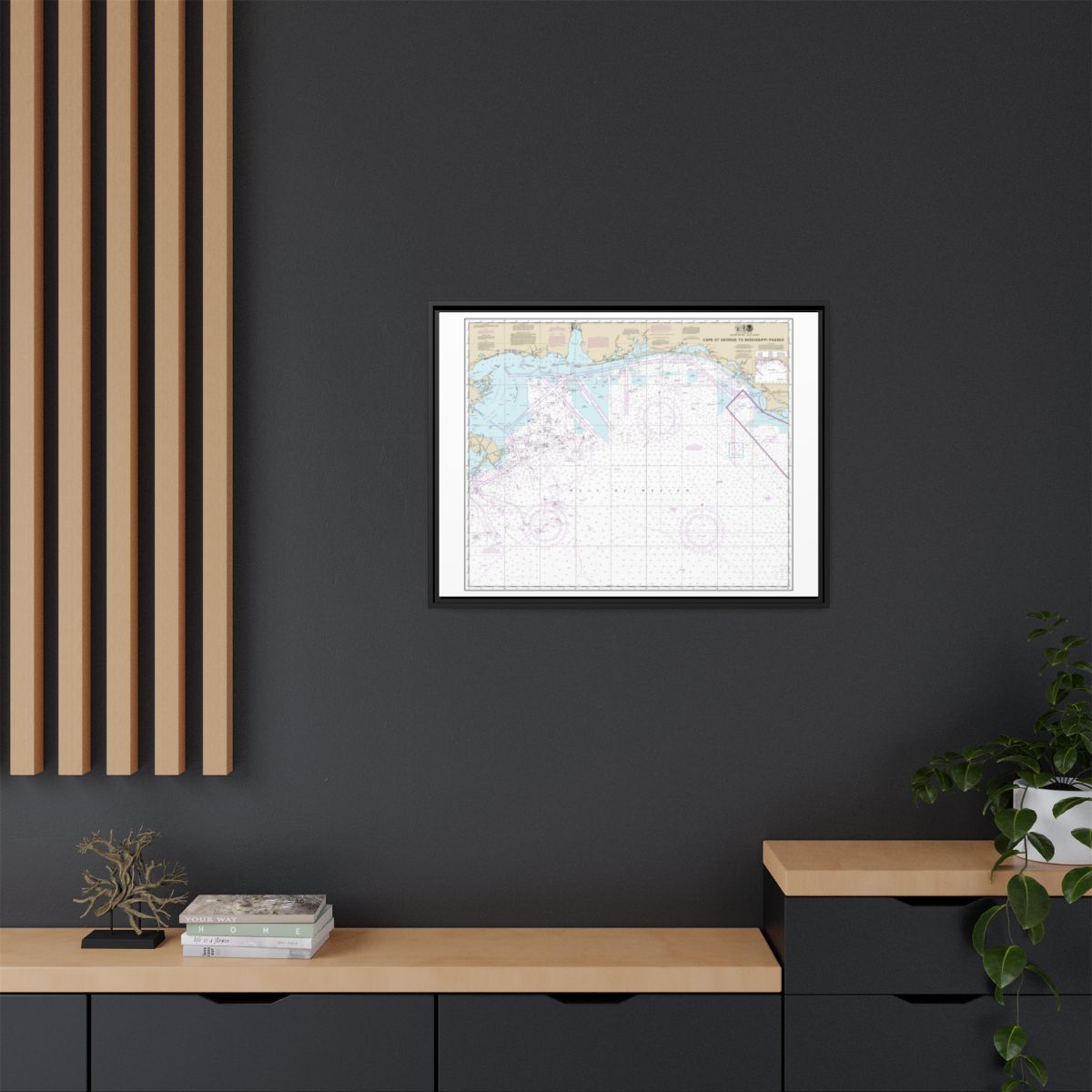 Chart 11360 Cape St. George to Mississippi Passes - NOAA Nautical Chart Floating Frame Canvas | 32" x 24" | 40" x 30" - Black context-2