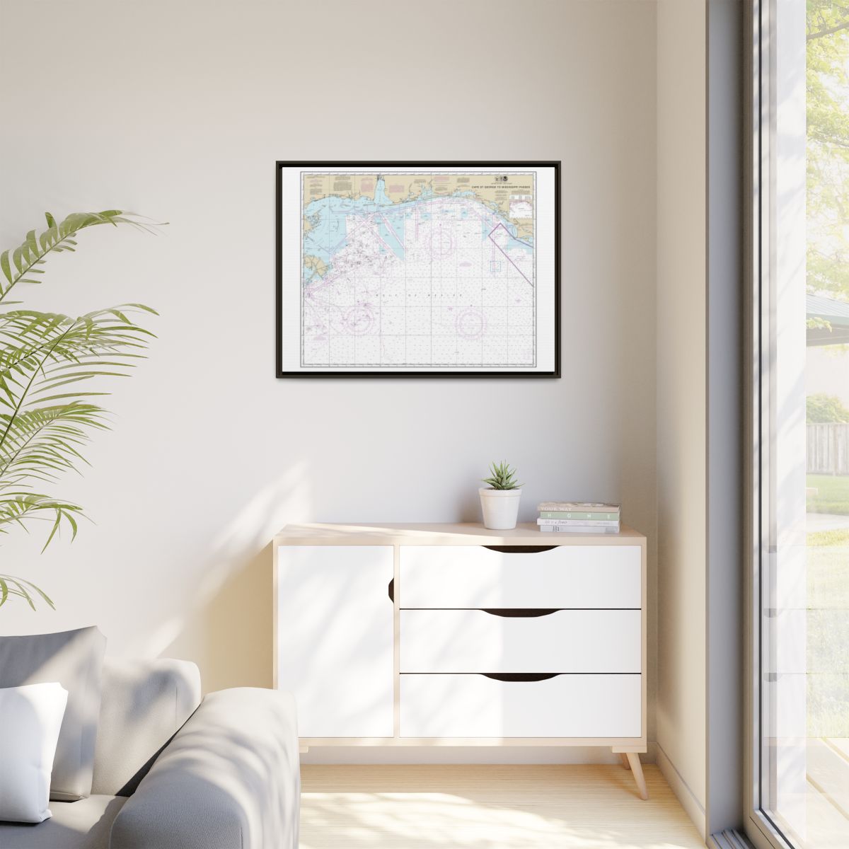 Chart 11360 Cape St. George to Mississippi Passes - NOAA Nautical Chart Floating Frame Canvas | 32" x 24" | 40" x 30" - Espresso context-1