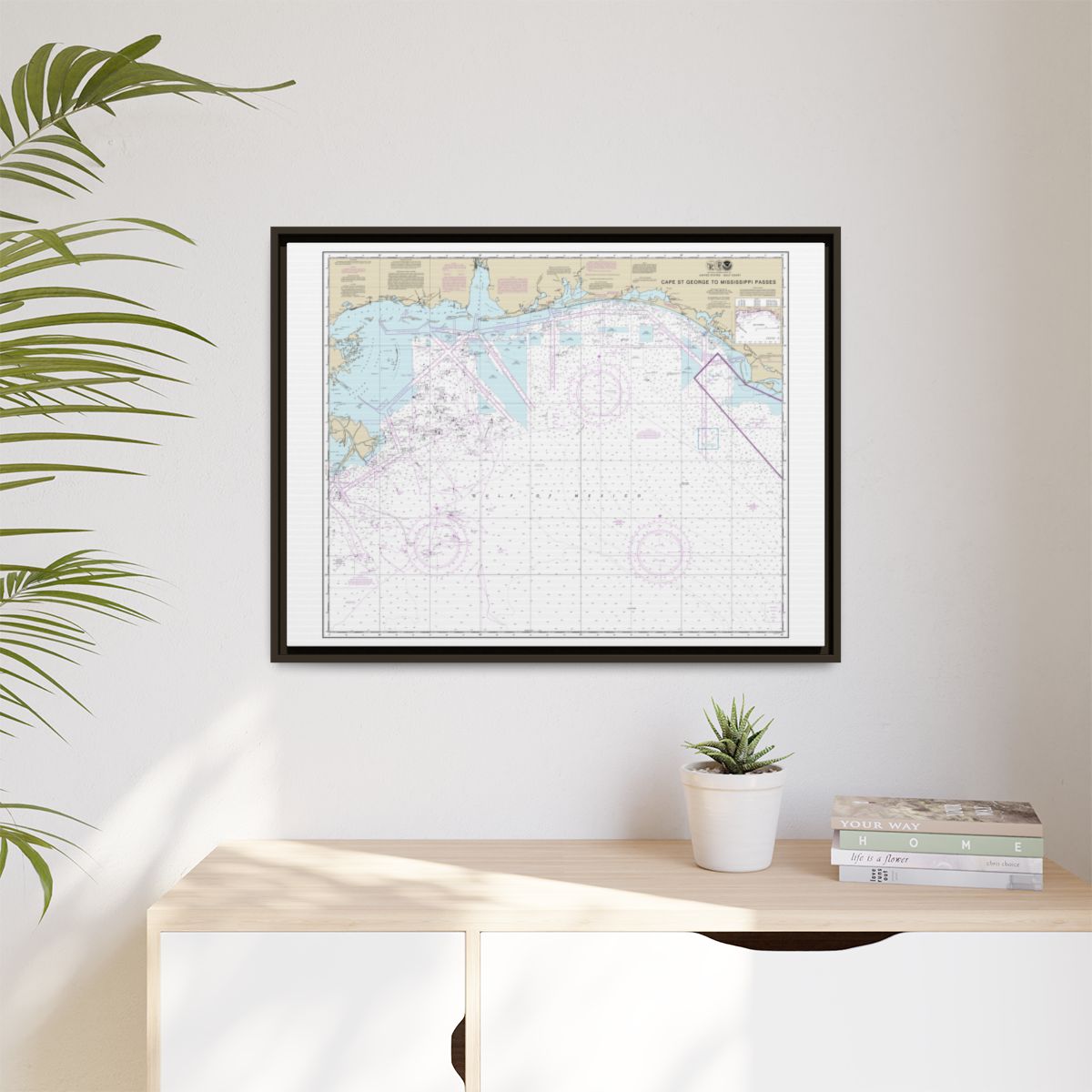 Chart 11360 Cape St. George to Mississippi Passes - NOAA Nautical Chart Floating Frame Canvas | 32" x 24" | 40" x 30" - Espresso context-1