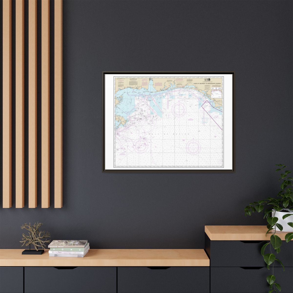 Chart 11360 Cape St. George to Mississippi Passes - NOAA Nautical Chart Floating Frame Canvas | 32" x 24" | 40" x 30" - Espresso context-2