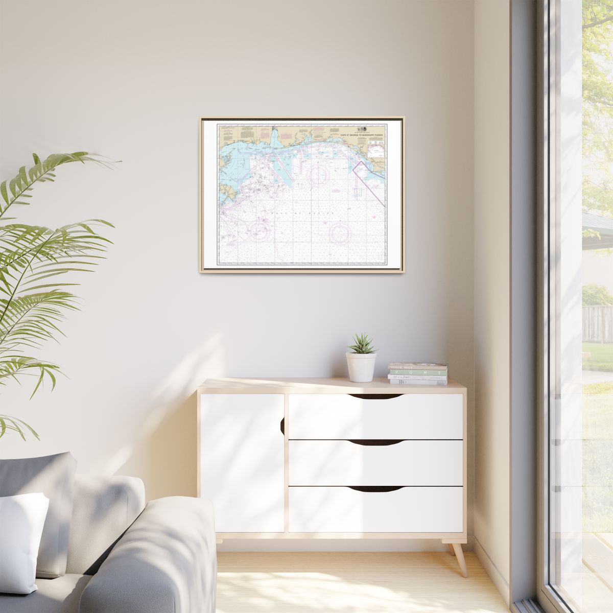 Chart 11360 Cape St. George to Mississippi Passes - NOAA Nautical Chart Floating Frame Canvas | 32" x 24" | 40" x 30" - Natural context-1