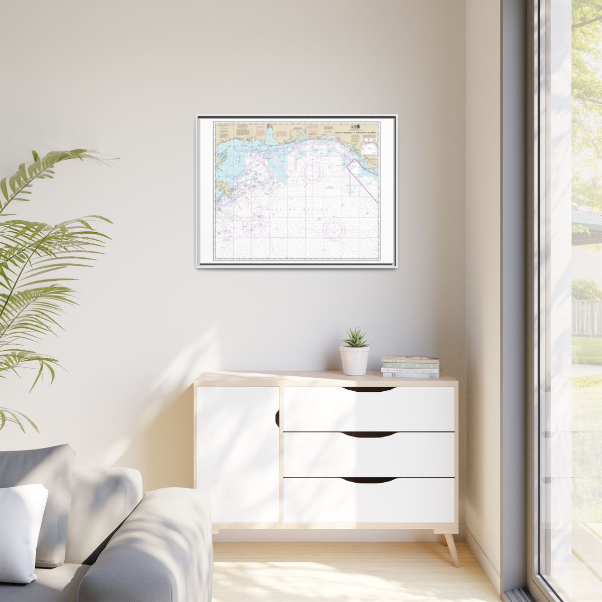 Chart 11360 Cape St. George to Mississippi Passes - NOAA Nautical Chart Floating Frame Canvas | 32" x 24" | 40" x 30" - White context-1
