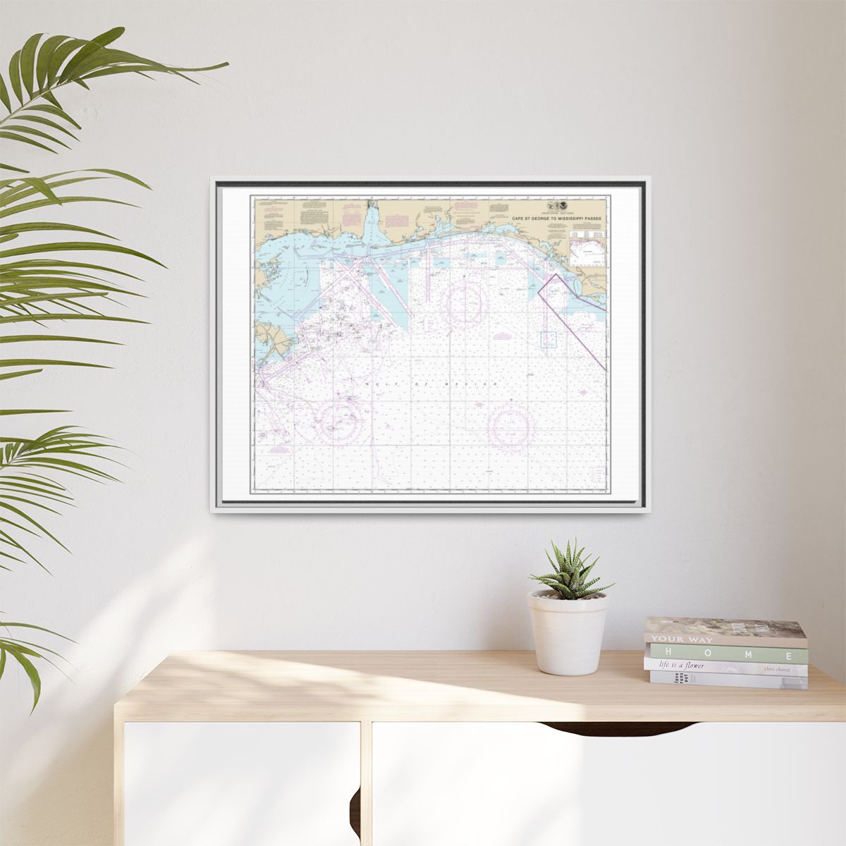 Chart 11360 Cape St. George to Mississippi Passes - NOAA Nautical Chart Floating Frame Canvas | 32" x 24" | 40" x 30" - White context-1