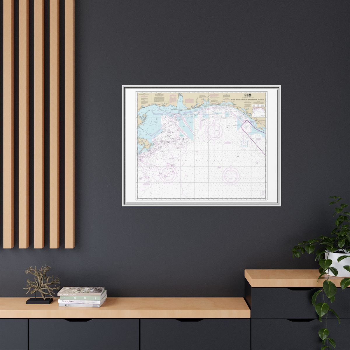 Chart 11360 Cape St. George to Mississippi Passes - NOAA Nautical Chart Floating Frame Canvas | 32" x 24" | 40" x 30" - White context-2