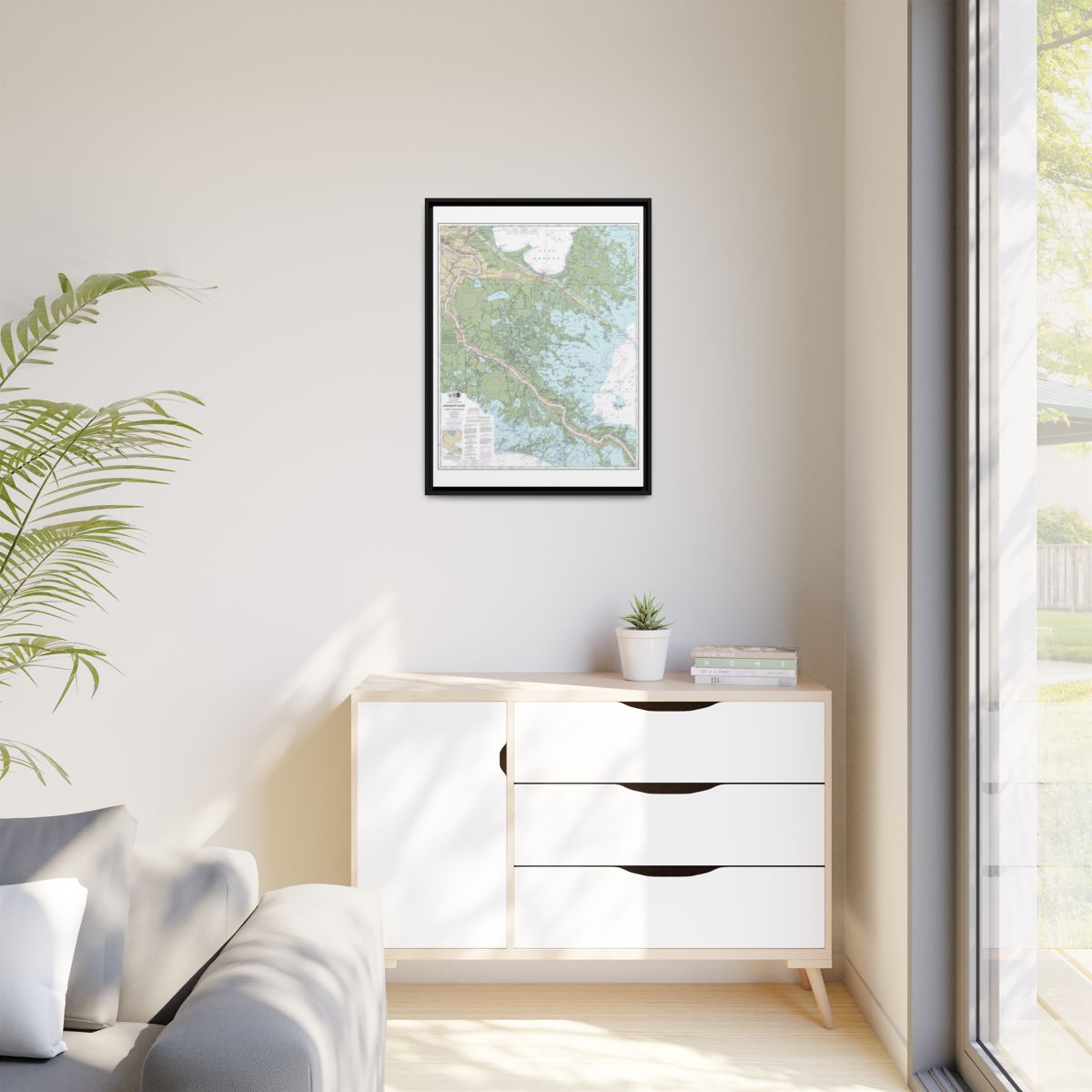 Chart 11364 Mississippi River-Venice to New Orleans - NOAA Nautical Chart Floating Frame Canvas | 24" x 32" | 30" x 40" - Black context-1