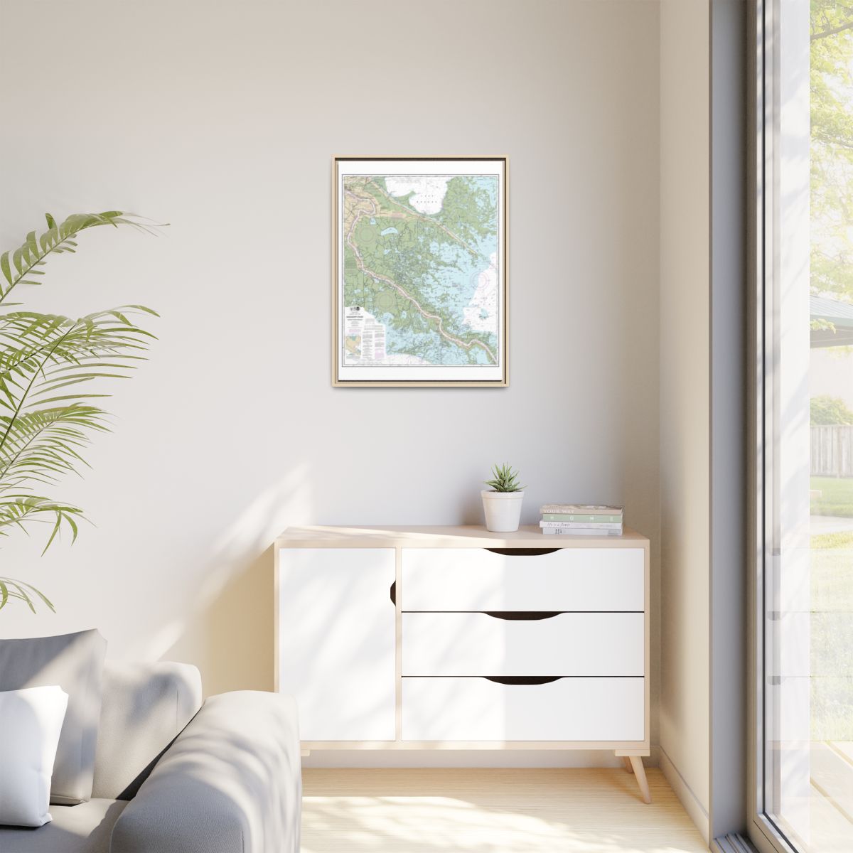 Chart 11364 Mississippi River-Venice to New Orleans - NOAA Nautical Chart Floating Frame Canvas | 24" x 32" | 30" x 40" - Natural context-1