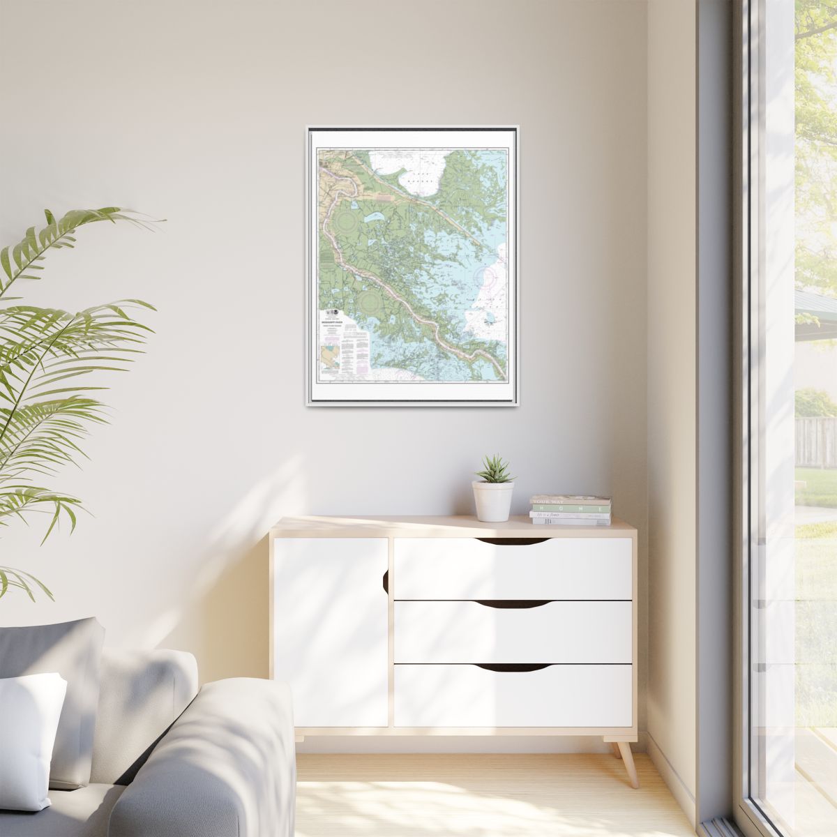 Chart 11364 Mississippi River-Venice to New Orleans - NOAA Nautical Chart Floating Frame Canvas | 24" x 32" | 30" x 40" - White context-1