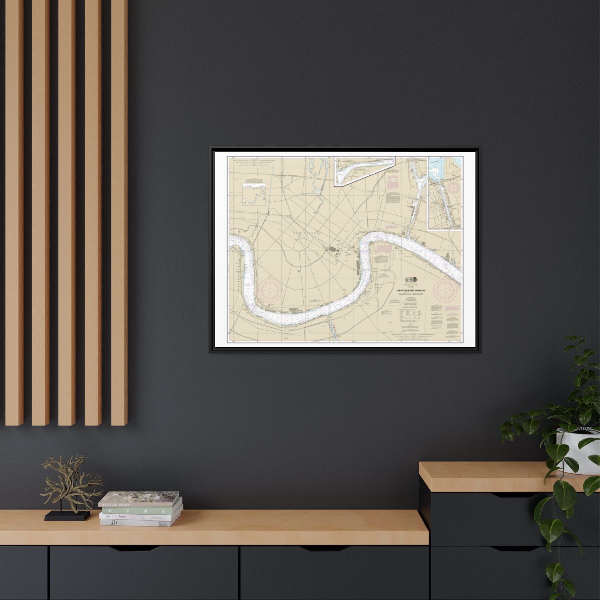 Chart 11368 New Orleans Harbor Chalmette Slip to Southport - NOAA Nautical Chart Floating Frame Canvas | 32" x 24" | 40" x 30" - Black context-2