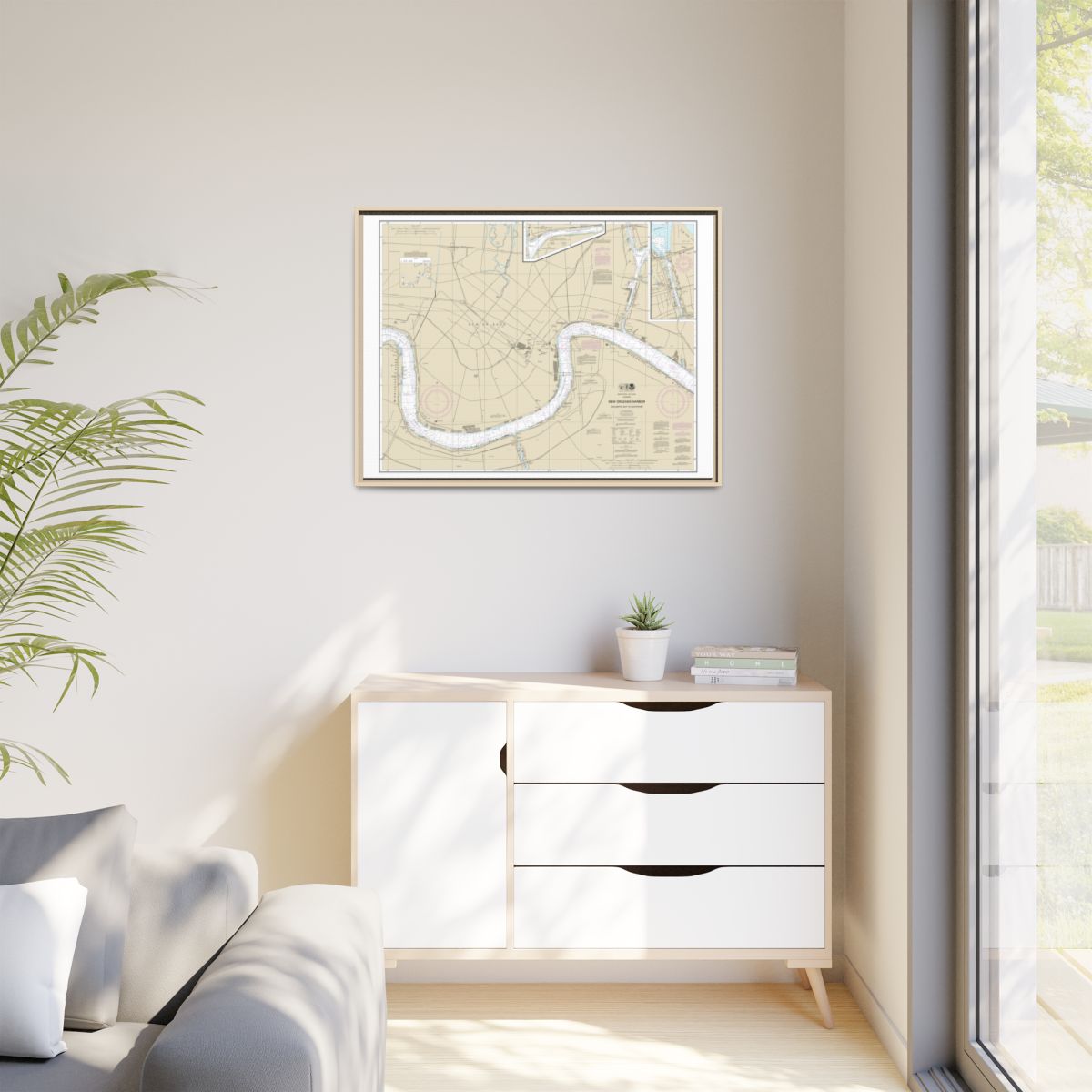 Chart 11368 New Orleans Harbor Chalmette Slip to Southport - NOAA Nautical Chart Floating Frame Canvas | 32" x 24" | 40" x 30" - Natural context-1