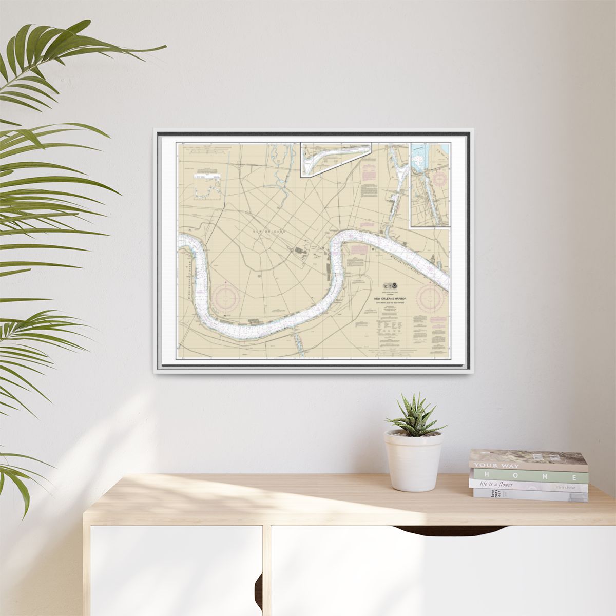 Chart 11368 New Orleans Harbor Chalmette Slip to Southport - NOAA Nautical Chart Floating Frame Canvas | 32" x 24" | 40" x 30" - White context-1