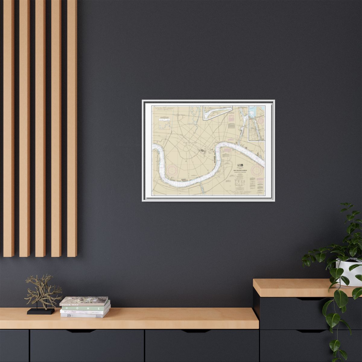 Chart 11368 New Orleans Harbor Chalmette Slip to Southport - NOAA Nautical Chart Floating Frame Canvas | 32" x 24" | 40" x 30" - White context-2