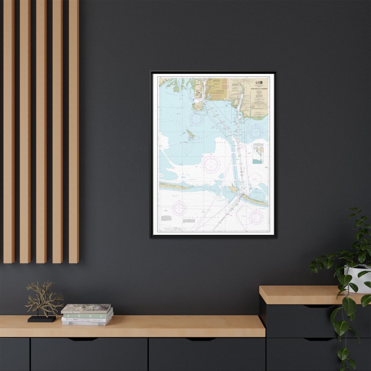 Chart 11375 Pascagoula Harbor - NOAA Nautical Chart Floating Frame Canvas | 24" x 32" | 30" x 40" - Black context-2