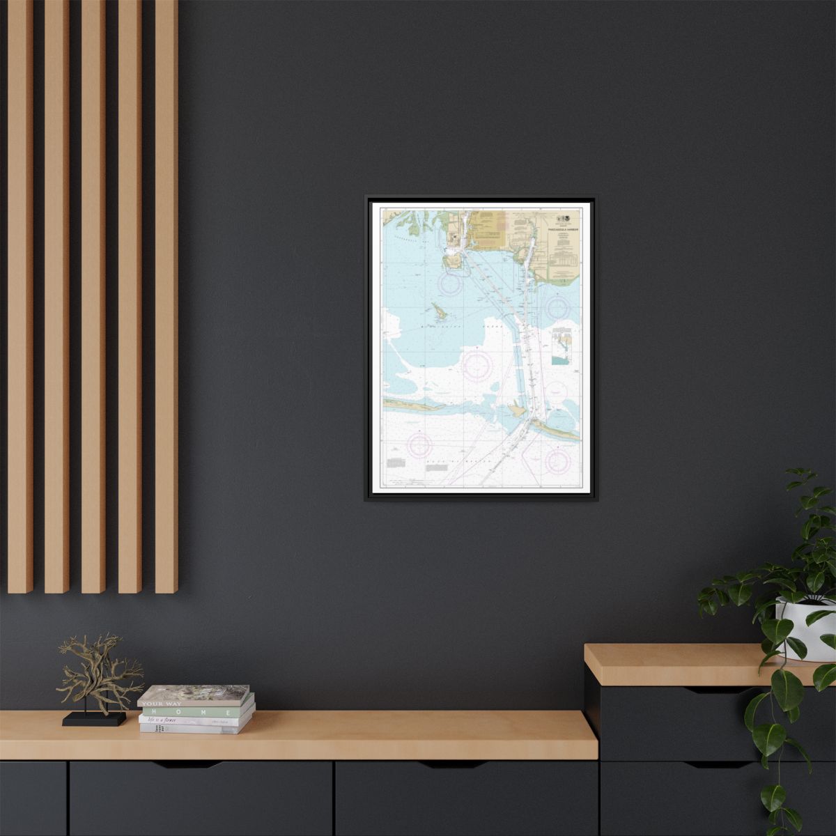 Chart 11375 Pascagoula Harbor - NOAA Nautical Chart Floating Frame Canvas | 24" x 32" | 30" x 40" - Black context-2