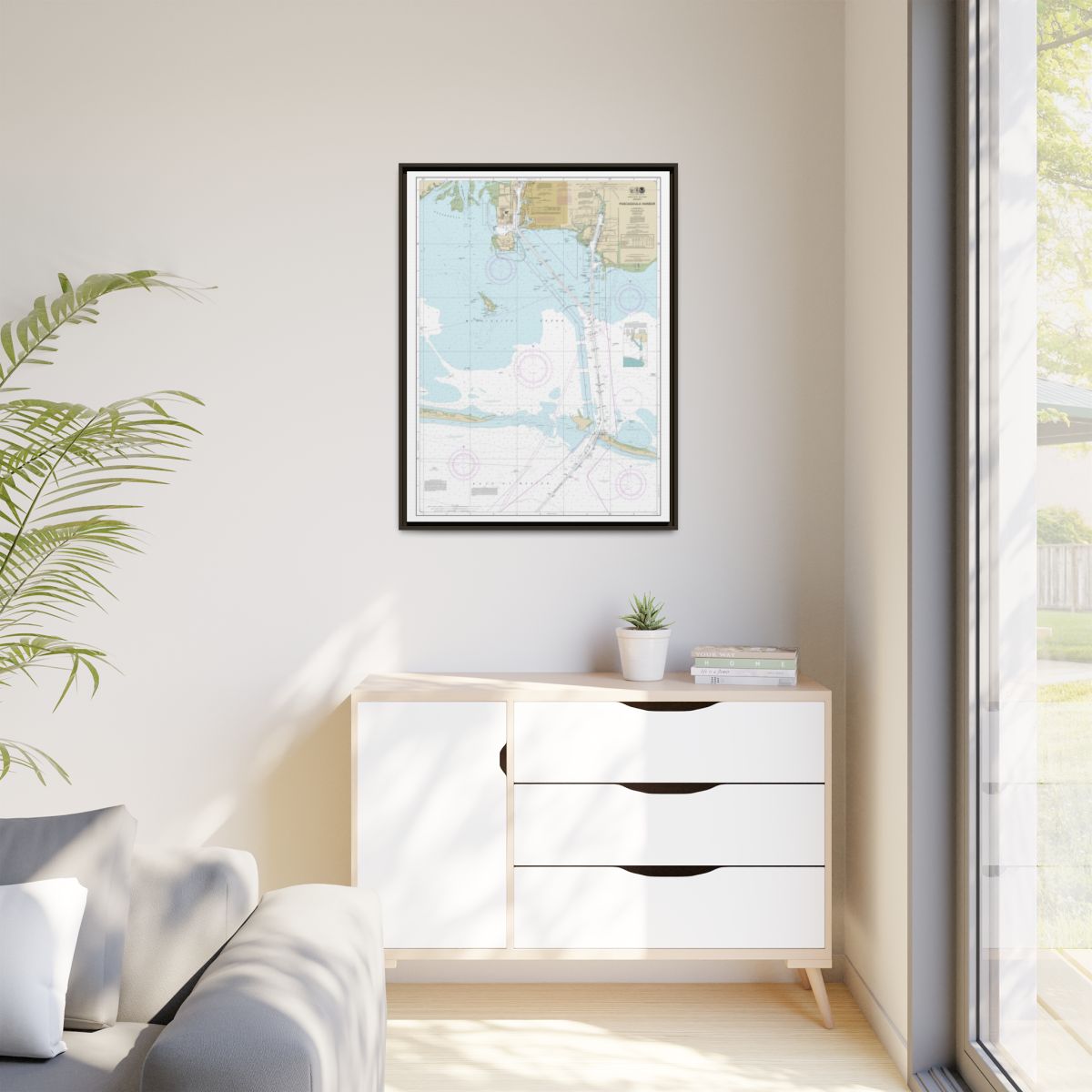 Chart 11375 Pascagoula Harbor - NOAA Nautical Chart Floating Frame Canvas | 24" x 32" | 30" x 40" - Espresso context-1