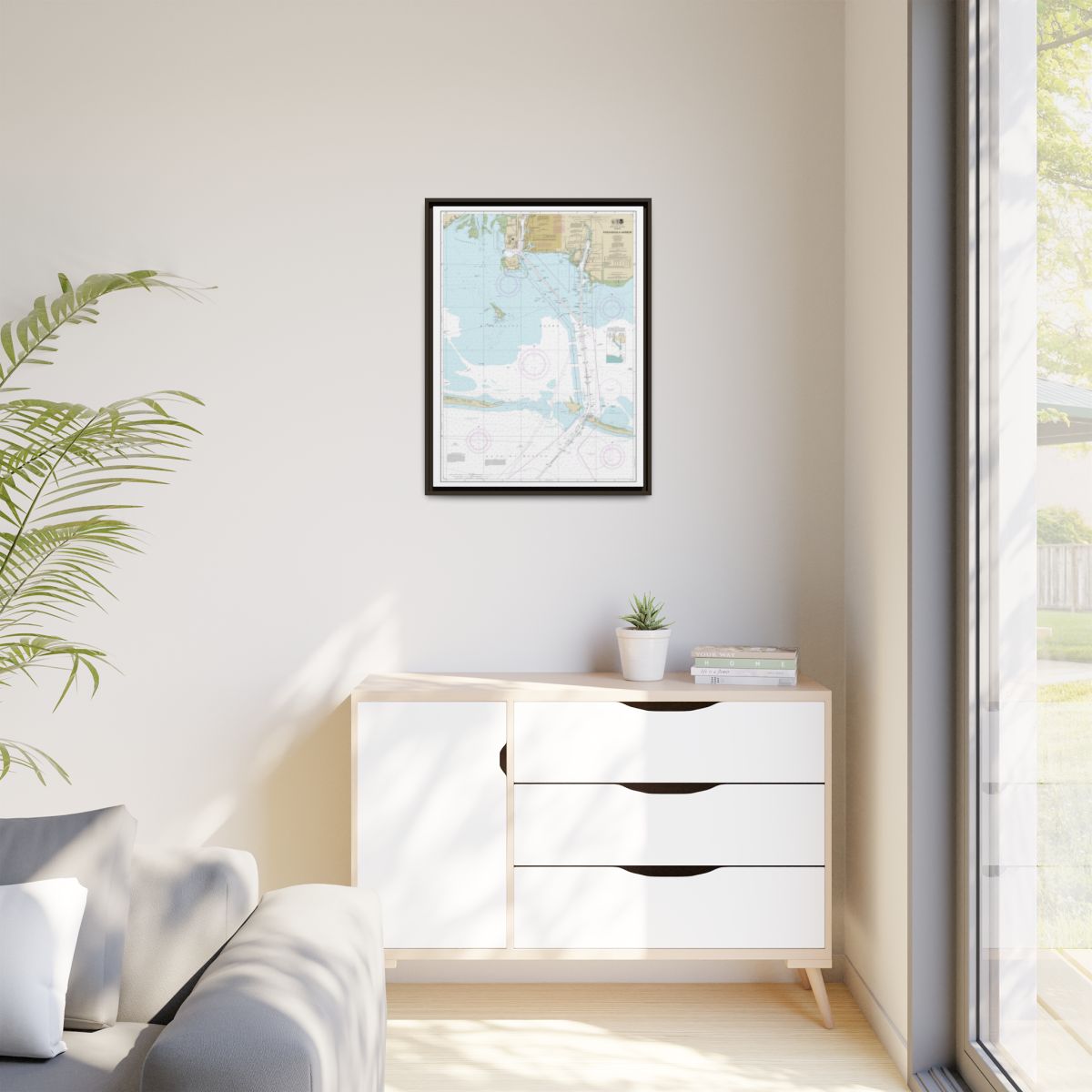 Chart 11375 Pascagoula Harbor - NOAA Nautical Chart Floating Frame Canvas | 24" x 32" | 30" x 40" - Espresso context-1