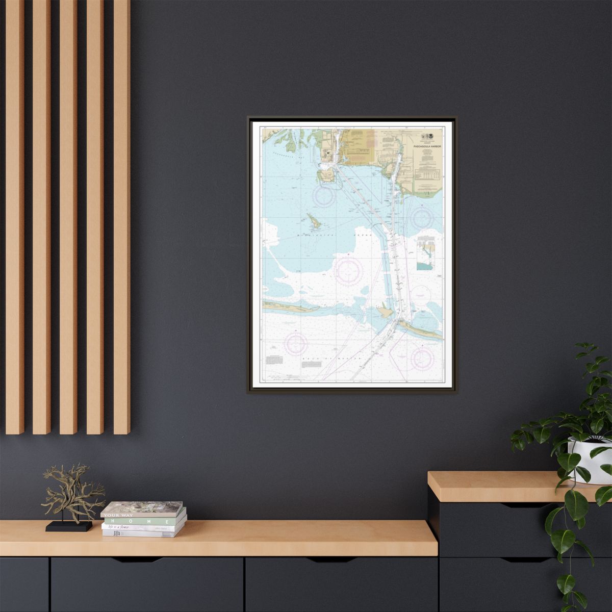 Chart 11375 Pascagoula Harbor - NOAA Nautical Chart Floating Frame Canvas | 24" x 32" | 30" x 40" - Espresso context-2